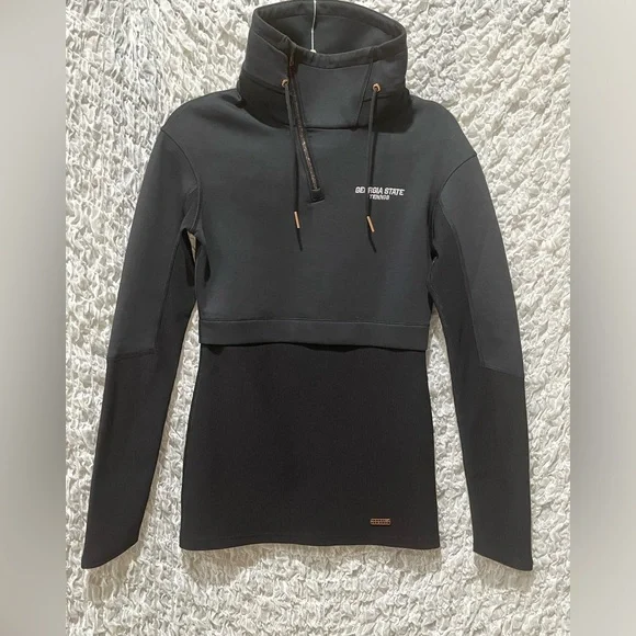 Under Armour Black High-Neck QUARTER ZIP Pullover, GEORGIA STATE TENNIS SIZE SM